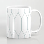Long Honeycomb Minimalist Geometric Pattern in White and Light Blue-Gray Coffee Mug Gallery Image 1