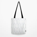 Long Honeycomb Minimalist Geometric Pattern in White and Light Blue-Gray Tote Bag Gallery Image 2