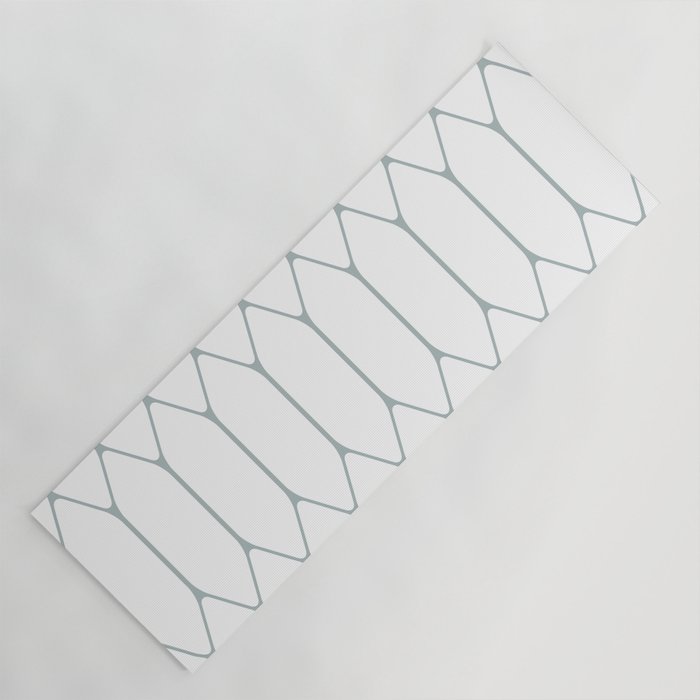 Long Honeycomb Minimalist Geometric Pattern in White and Light Blue-Gray Yoga Mat Gallery Image 1