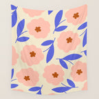 Bold Flower - Pink and Blue Wall Tapestry Gallery Image 4