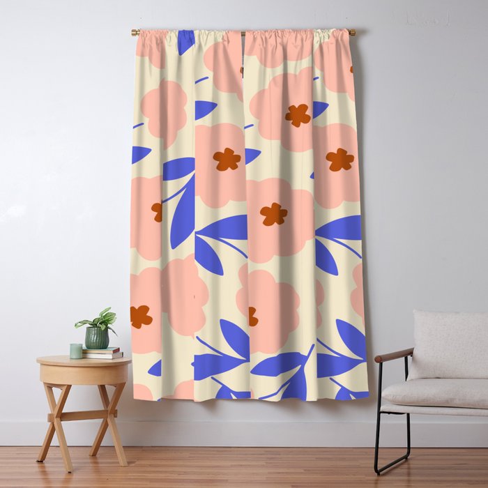 Bold Flower - Pink and Blue Window Curtain Gallery Image 1