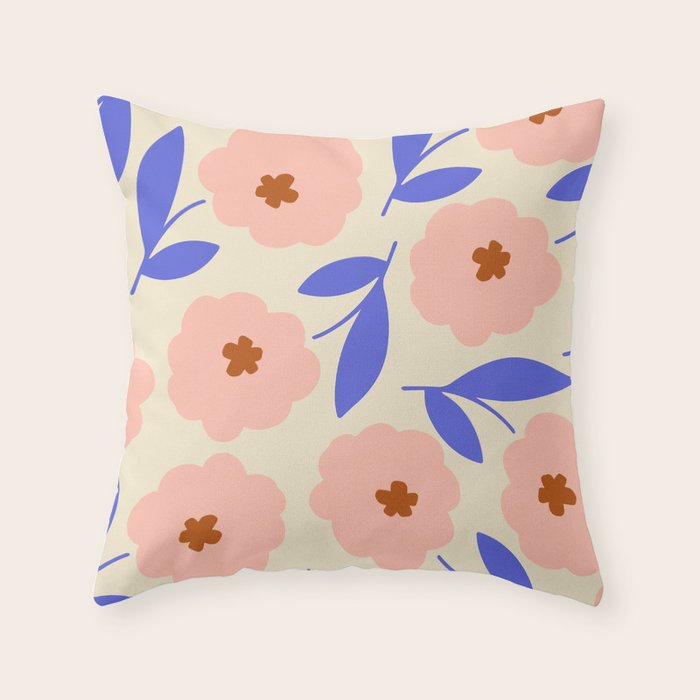 Bold Flower - Pink and Blue Throw Pillow Gallery Image 6