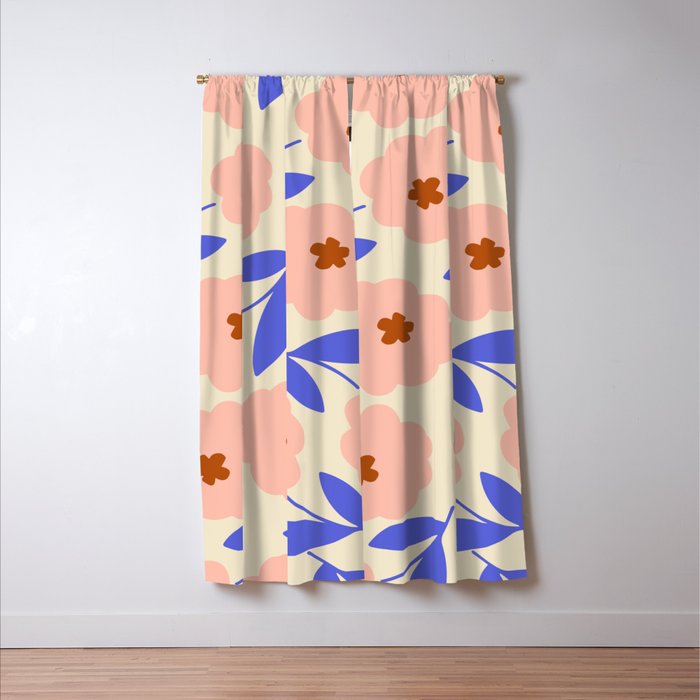 Bold Flower - Pink and Blue Window Curtain Gallery Image 3