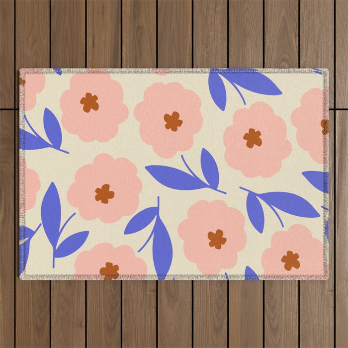 Bold Flower - Pink and Blue Outdoor Rug Gallery Image 1