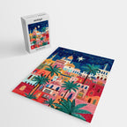 Oriental city under a starry sky in bright colours Jigsaw Puzzle Gallery Image 2