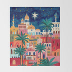 Oriental city under a starry sky in bright colours Throw Blanket Gallery Image 2
