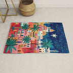 Oriental city under a starry sky in bright colours Rug Gallery Image 1