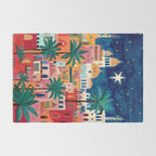 Oriental city under a starry sky in bright colours Rug Gallery Image 2
