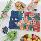 Oriental city under a starry sky in bright colours Cutting Board Gallery Image 2
