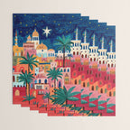 Oriental city under a starry sky in bright colours Wrapping Paper Gallery Image 3