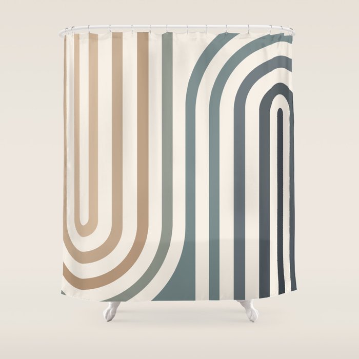 Bold Curvature Stripes II Shower Curtain Gallery Image 1