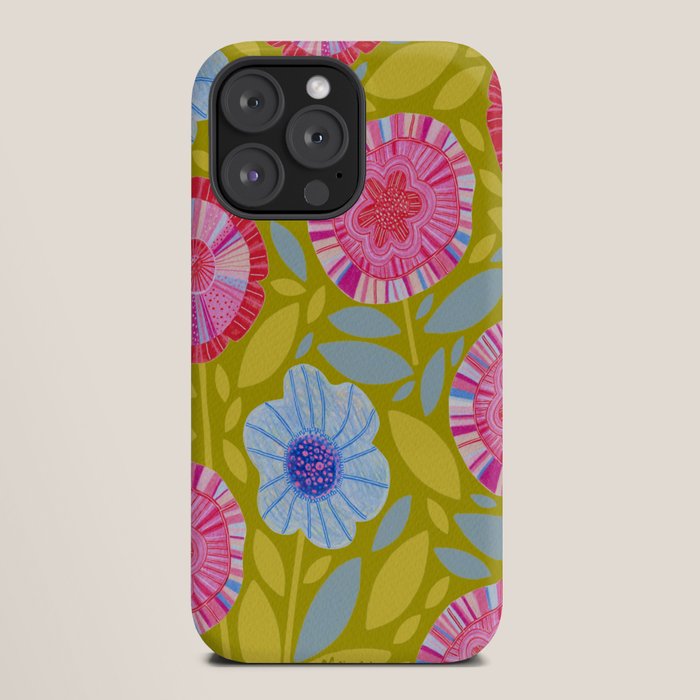 Folk Floral Blossoms in Moss Green iPhone Case Gallery Image 20