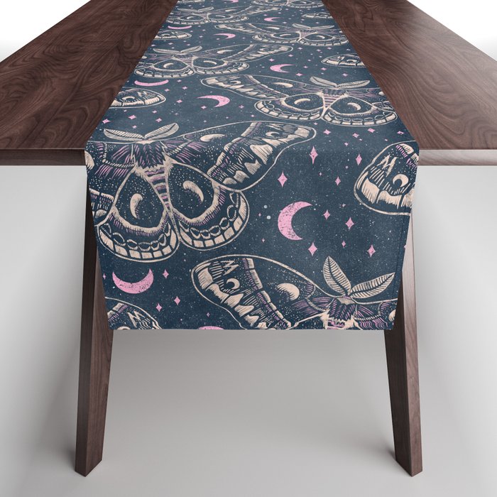 Celestial Cecropia - midnight blue and orchid  Table Runner Gallery Image 1