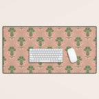 Bachelor Button Boutonniere Peach Green Desk Mat Gallery Image 1