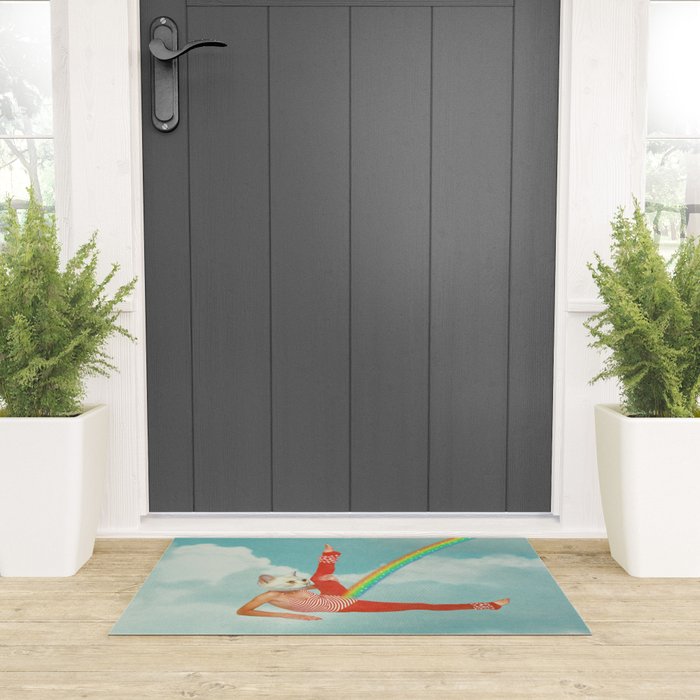 Kitty Cat's Rainbow Workout - Retro Cat Welcome Mat Gallery Image 3
