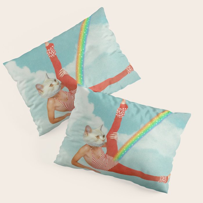 Kitty Cat's Rainbow Workout - Retro Cat Pillow Sham Gallery Image 3