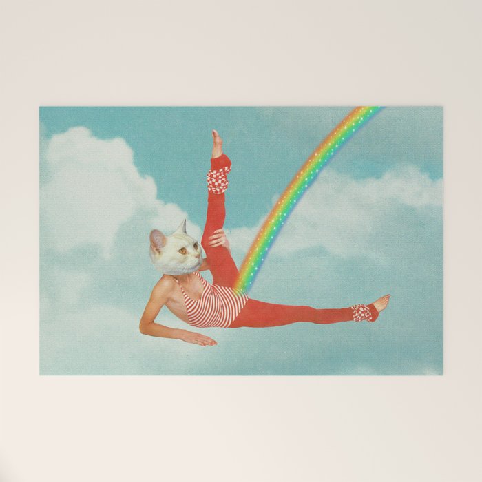 Kitty Cat's Rainbow Workout - Retro Cat Welcome Mat Gallery Image 1