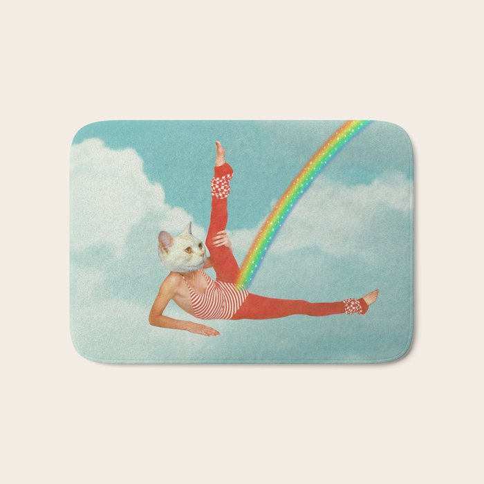 Kitty Cat's Rainbow Workout - Retro Cat Bath Mat Gallery Image 1