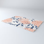 Floral Prints and Leaves, White, Coral and Navy Rug Gallery Image 3