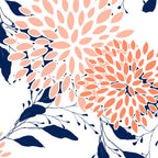 Floral Prints and Leaves, White, Coral and Navy Coffee Mug Gallery Image 2