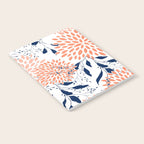 Floral Prints and Leaves, White, Coral and Navy Notebook Gallery Image 2