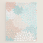 Floral Prints, Soft, Peach and Teal, Modern Print Art Jigsaw Puzzle Gallery Image 1