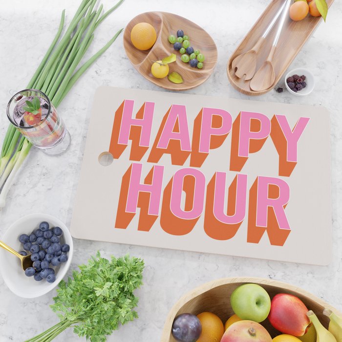 Happy Hour (Pink Orange) Cutting Board Gallery Image 2