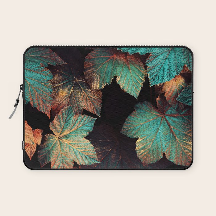 Copper And Teal Leaves Laptop Sleeve Gallery Image 1