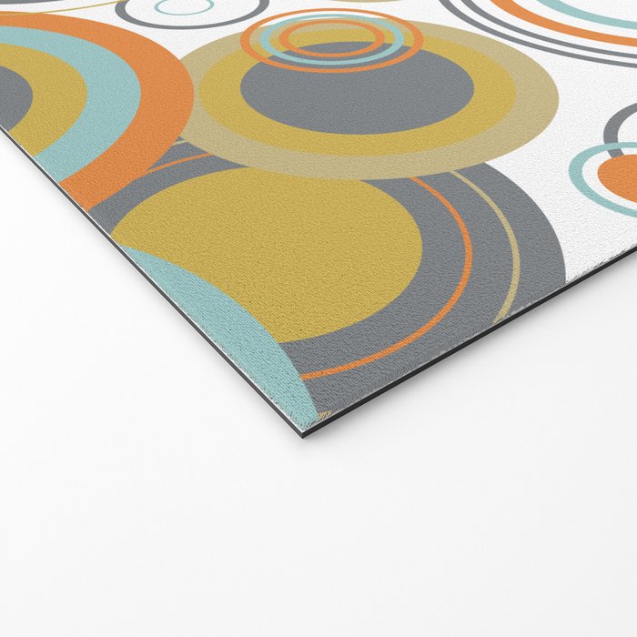 Retro Mid Century Modern Circles Geometric Bubbles Pattern Welcome Mat Gallery Image 2