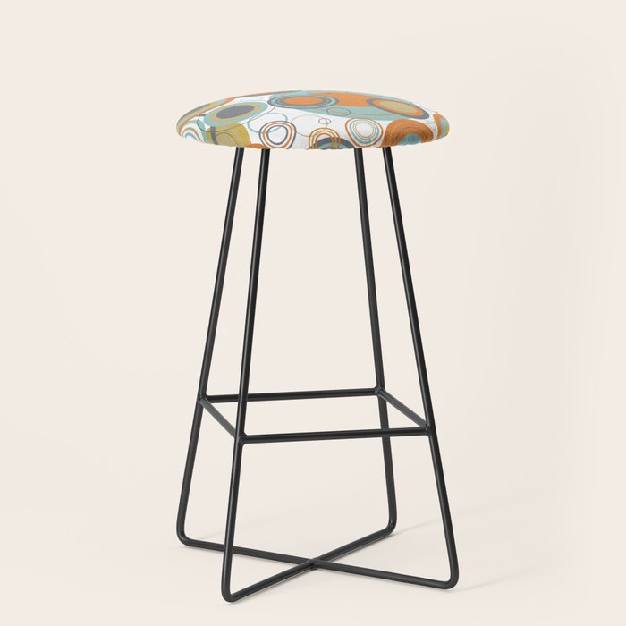 Retro Mid Century Modern Circles Geometric Bubbles Pattern Stool Gallery Image 1