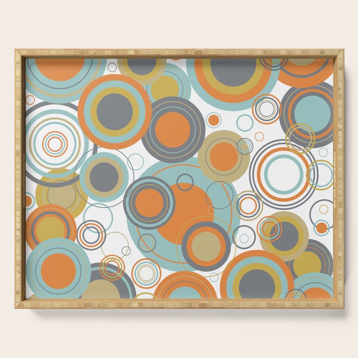 Retro Mid Century Modern Circles Geometric Bubbles Pattern Serving Tray Gallery Image 1