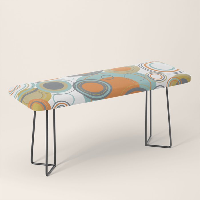 Retro Mid Century Modern Circles Geometric Bubbles Pattern Bench Gallery Image 1