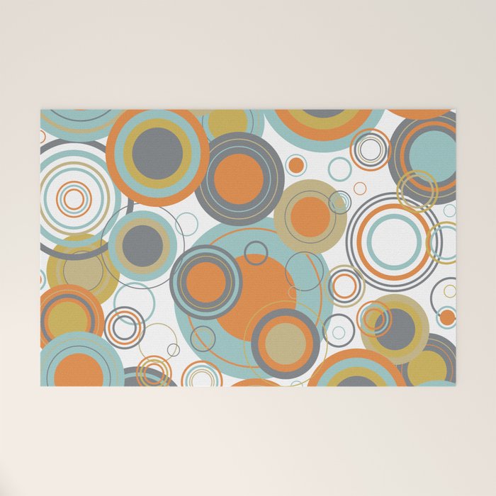 Retro Mid Century Modern Circles Geometric Bubbles Pattern Welcome Mat Gallery Image 1