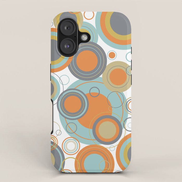 Retro Mid Century Modern Circles Geometric Bubbles Pattern iPhone Case Gallery Image 1