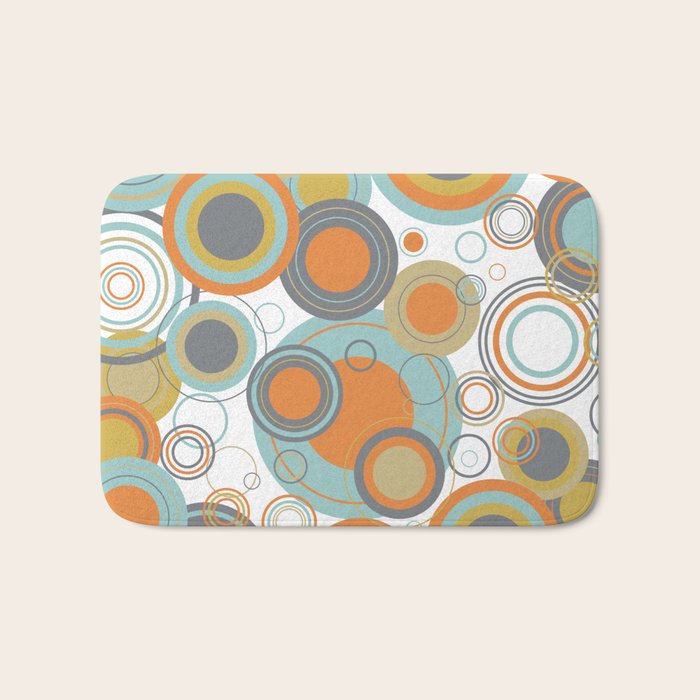 Retro Mid Century Modern Circles Geometric Bubbles Pattern Bath Mat Gallery Image 1