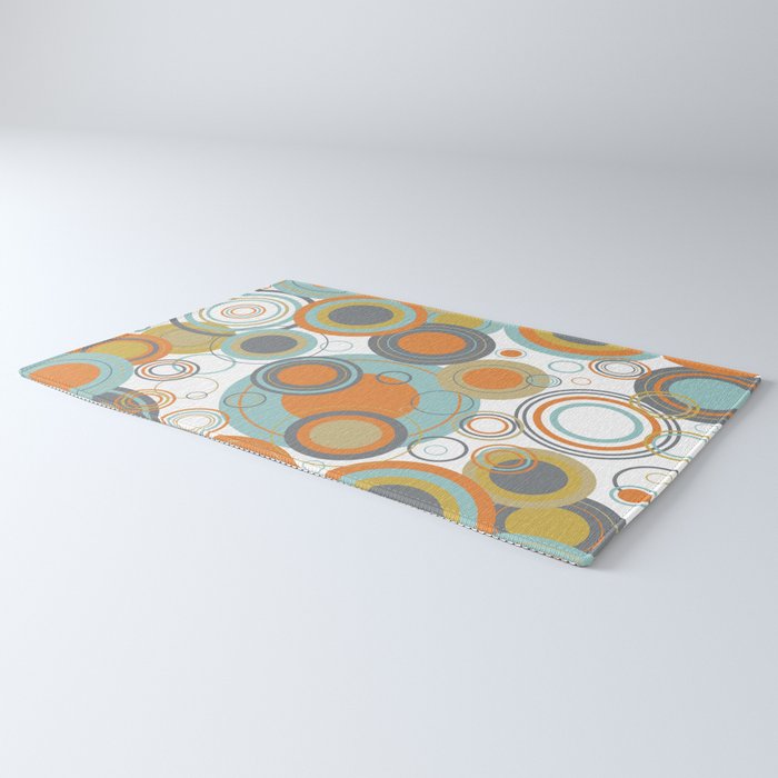 Retro Mid Century Modern Circles Geometric Bubbles Pattern Rug Gallery Image 3