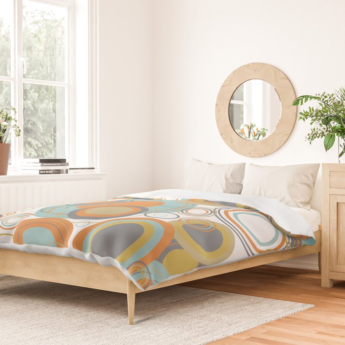 Retro Mid Century Modern Circles Geometric Bubbles Pattern Duvet Cover Gallery Image 2
