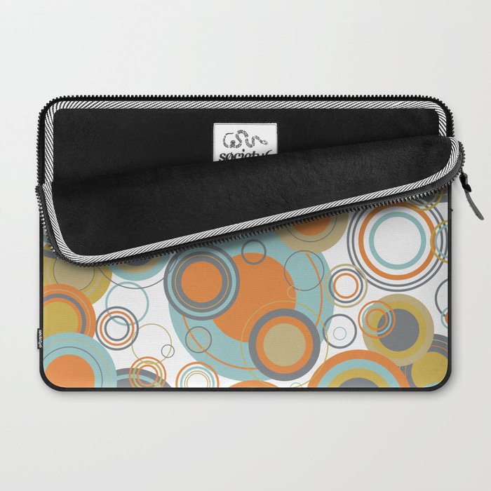 Retro Mid Century Modern Circles Geometric Bubbles Pattern Laptop Sleeve Gallery Image 2