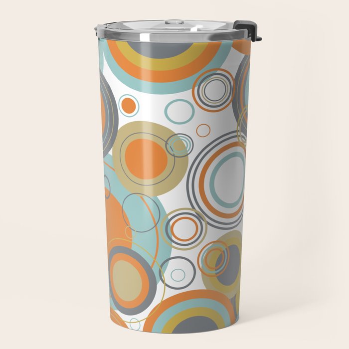 Retro Mid Century Modern Circles Geometric Bubbles Pattern Travel Mug Gallery Image 2