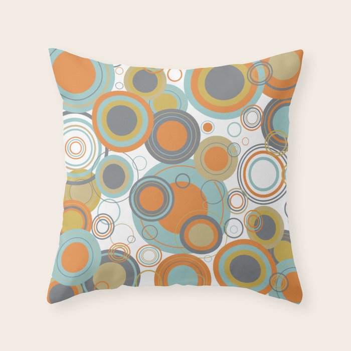 Retro Mid Century Modern Circles Geometric Bubbles Pattern Throw Pillow Gallery Image 1