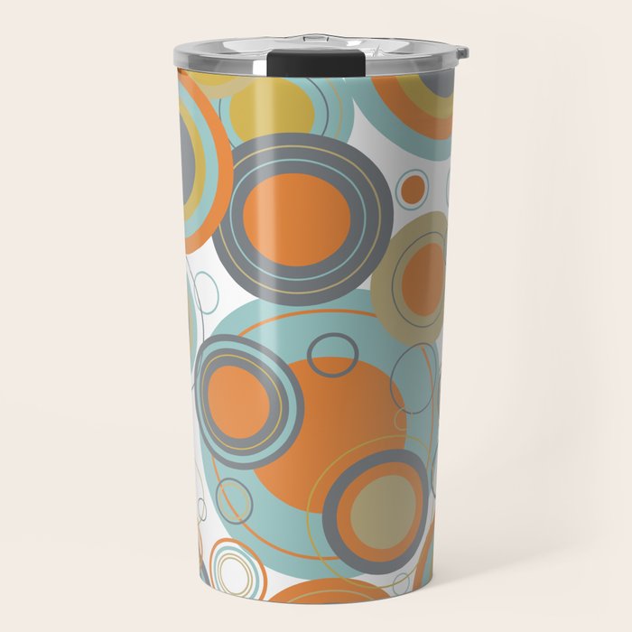 Retro Mid Century Modern Circles Geometric Bubbles Pattern Travel Mug Gallery Image 1