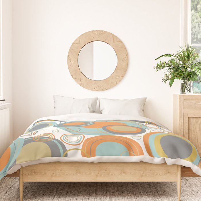 Retro Mid Century Modern Circles Geometric Bubbles Pattern Duvet Cover Gallery Image 3