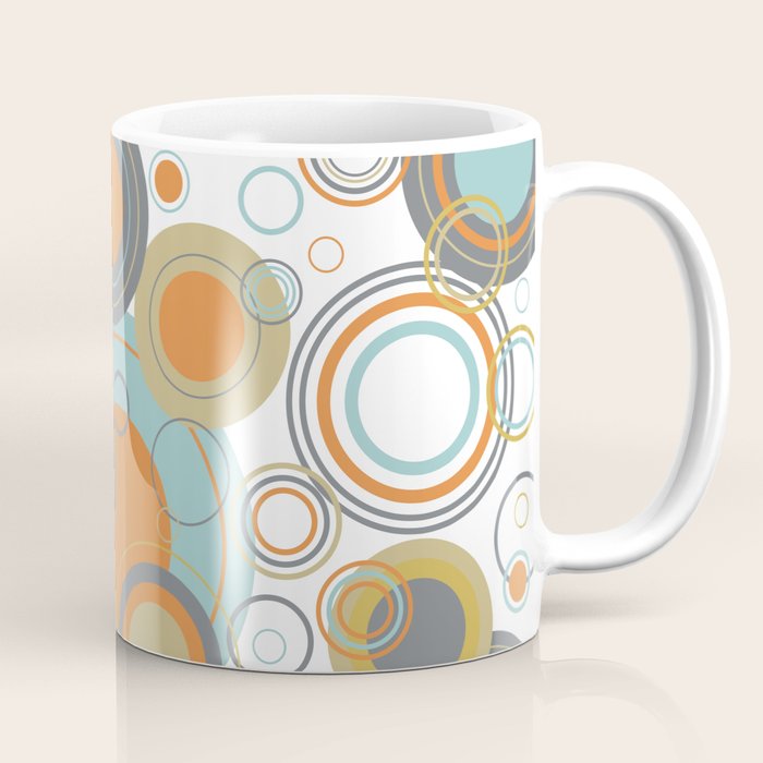 Retro Mid Century Modern Circles Geometric Bubbles Pattern Coffee Mug Gallery Image 1
