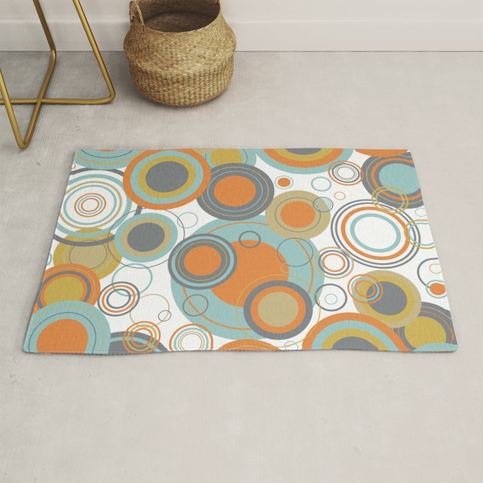 Retro Mid Century Modern Circles Geometric Bubbles Pattern Rug Gallery Image 1