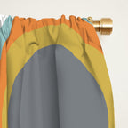 Retro Mid Century Modern Circles Geometric Bubbles Pattern Window Curtain Gallery Image 2