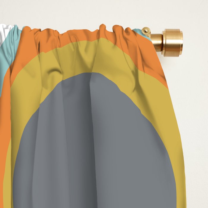 Retro Mid Century Modern Circles Geometric Bubbles Pattern Window Curtain Gallery Image 2