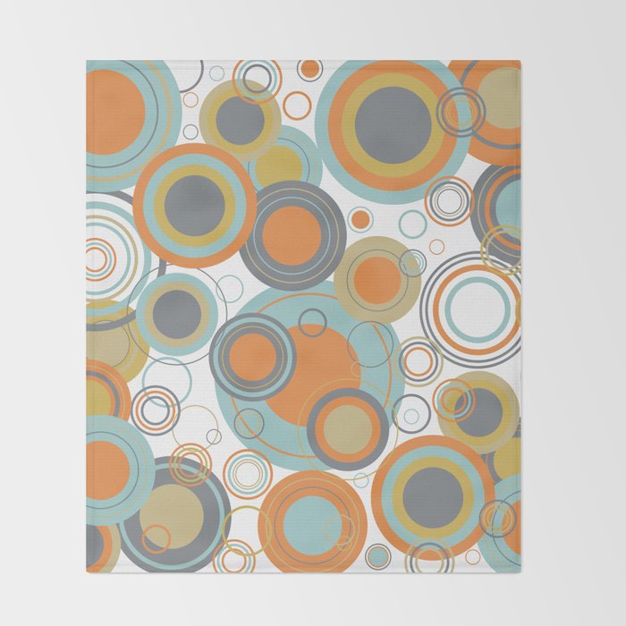 Retro Mid Century Modern Circles Geometric Bubbles Pattern Throw Blanket Gallery Image 2