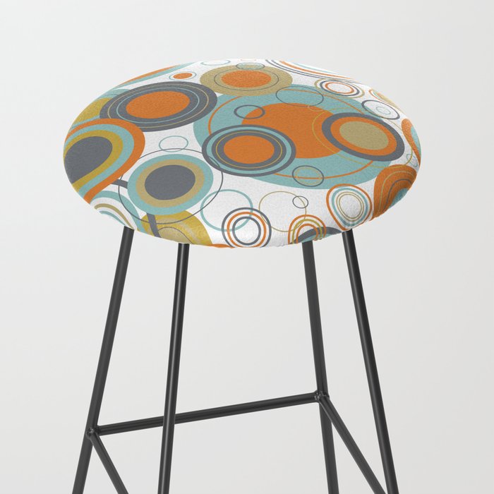 Retro Mid Century Modern Circles Geometric Bubbles Pattern Stool Gallery Image 2