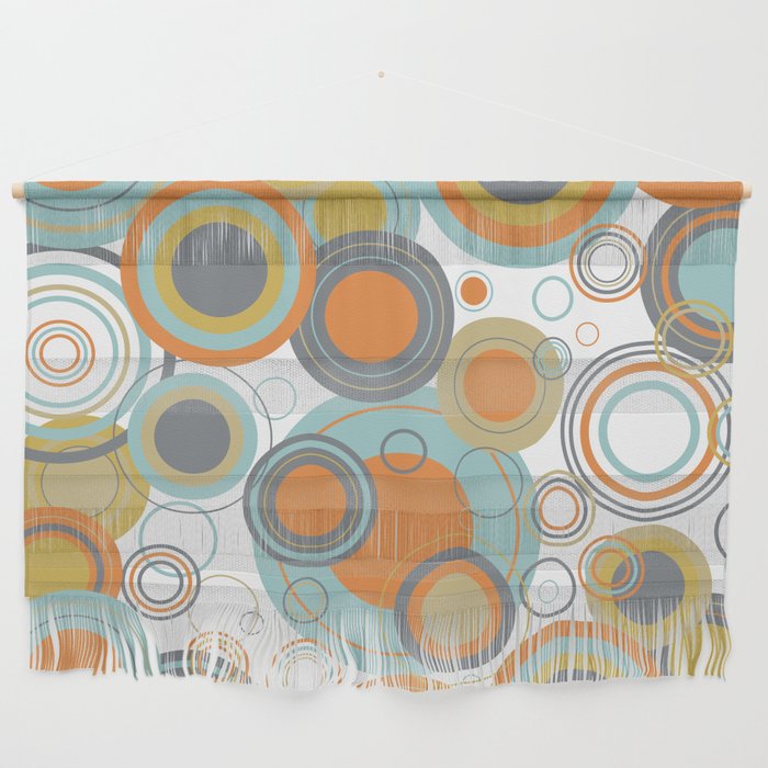 Retro Mid Century Modern Circles Geometric Bubbles Pattern Wall Hanging Gallery Image 1