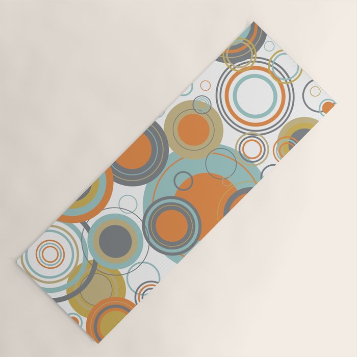 Retro Mid Century Modern Circles Geometric Bubbles Pattern Yoga Mat